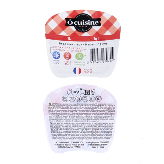 Jarra Medidora Boro Ocuisine Vidrio Ô Cuisine 1 L Jarra Medidora Boro Ocuisine Vidrio Ô Cuisine 1 L