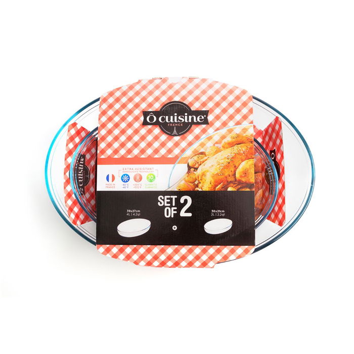 Set 2 Fuentes Oval Horno Boro Ocuisine Vidrio Ô Cuisine 40x29x9 cm