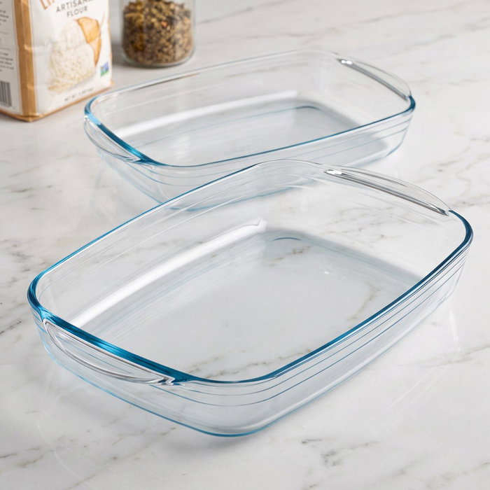 Ô Cuisine Set de 2 Fuentes Rectangulares de Vidrio Transparente Ô Cuisine Set de 2 Fuentes Rectangulares de Vidrio Transparente