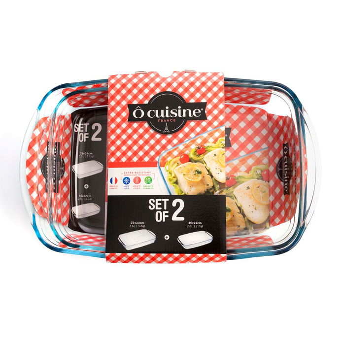 Set 2 Fuentes Rectangular Horno Boro Ocuisine Vidrio Ô Cuisine 40x25x7 cm