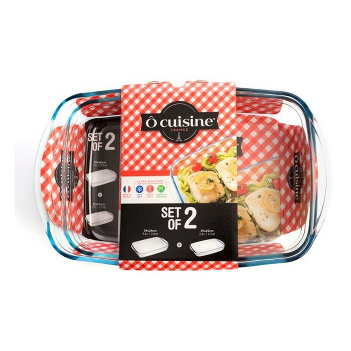 Ô Cuisine Set de 2 Fuentes Rectangulares Ocuisine Vidrio 40x25x7 cm