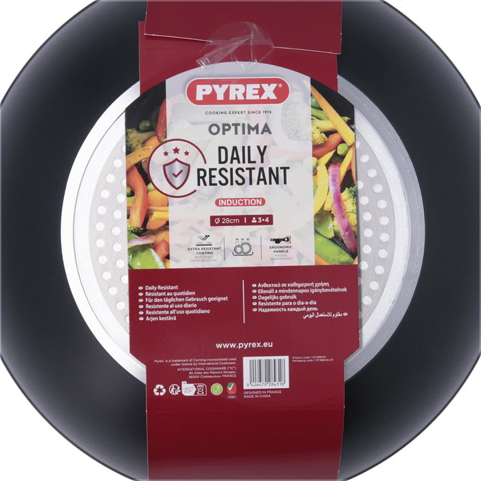 Pyrex Wok Optima + de Aluminio Forjado de 28 cm