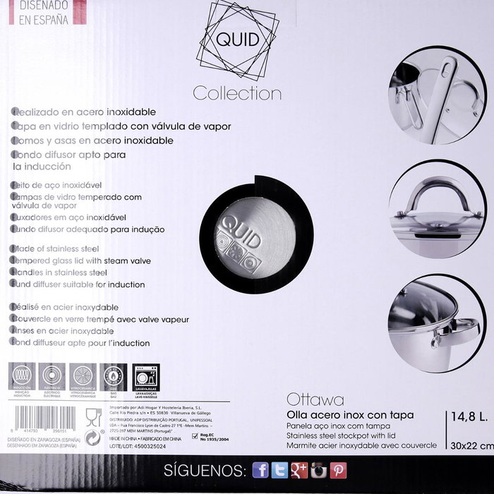 Olla Acero Inoxidable Ottawa Quid 30 cm - 14,8 L