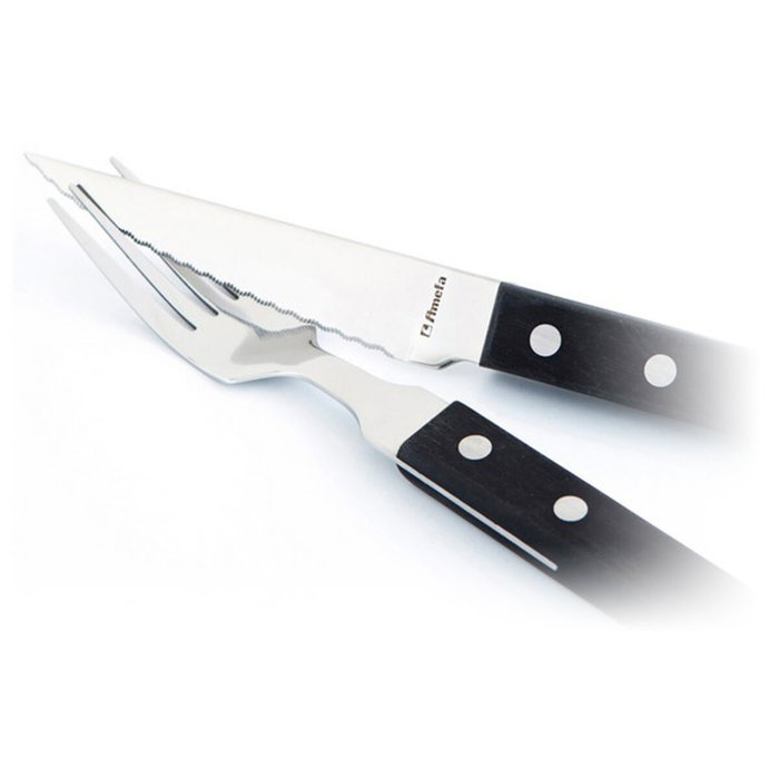 Amefa Caja de 12 Tenedores Chuleteros Pizza Acero Inox 21,2 cm