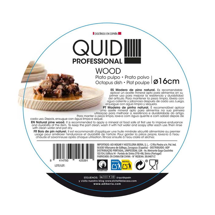 Plato Pulpo Madera Pulpo Quid Professional 16 cm