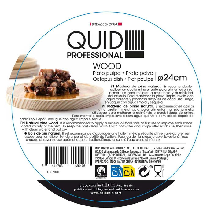 Quid Professional Plato Pulpo Madera 24 cm Quid Professional Plato Pulpo Madera 24 cm