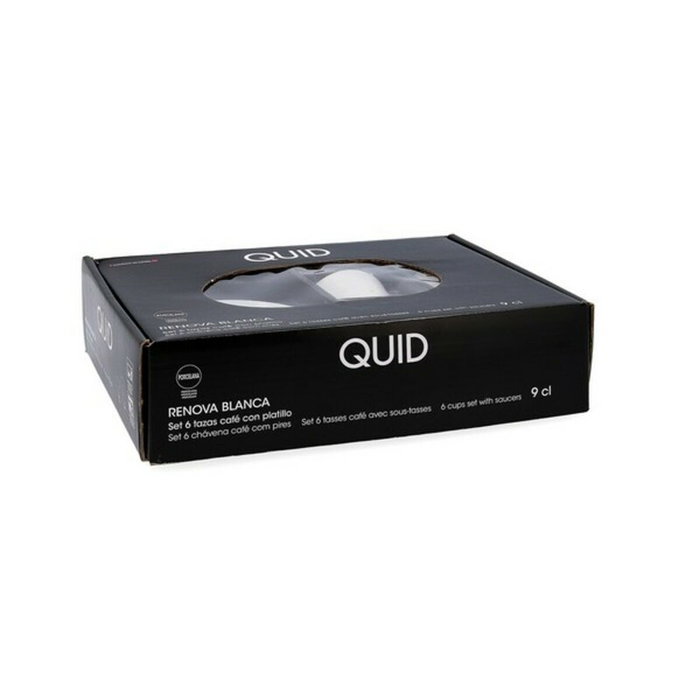 Quid Set de 6 Tazas con Plato Renova Blanca, 9cl