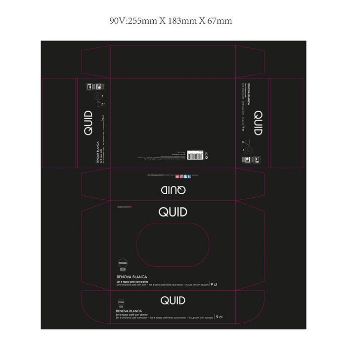 Set 6 Tazas con Plato Porcelana Renova Blanca Quid 9 cL