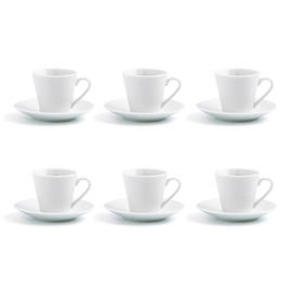 Set 6 Tazas con Plato Porcelana Renova Blanca Quid 9 cL