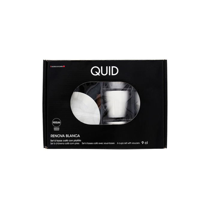 Set 6 Tazas con Plato Porcelana Renova Blanca Quid 9 cL