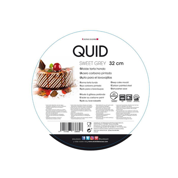 Molde Tarta Hondo Acero Pintado Sweet Grey Quid 32x3 cm Molde Tarta Hondo Acero Pintado Sweet Grey Quid 32x3 cm