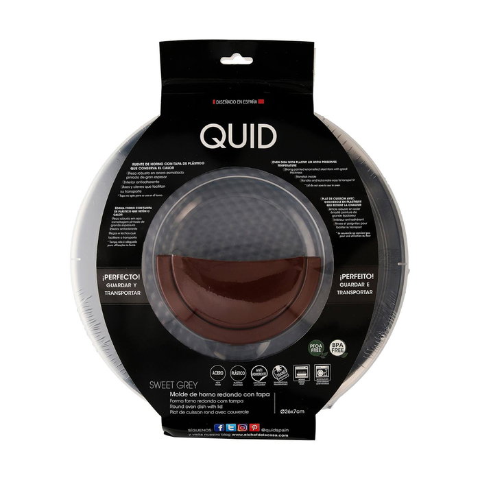 Quid Molde Redondo con Tapa Sweet Grey 26 cm Quid Molde Redondo con Tapa Sweet Grey 26 cm