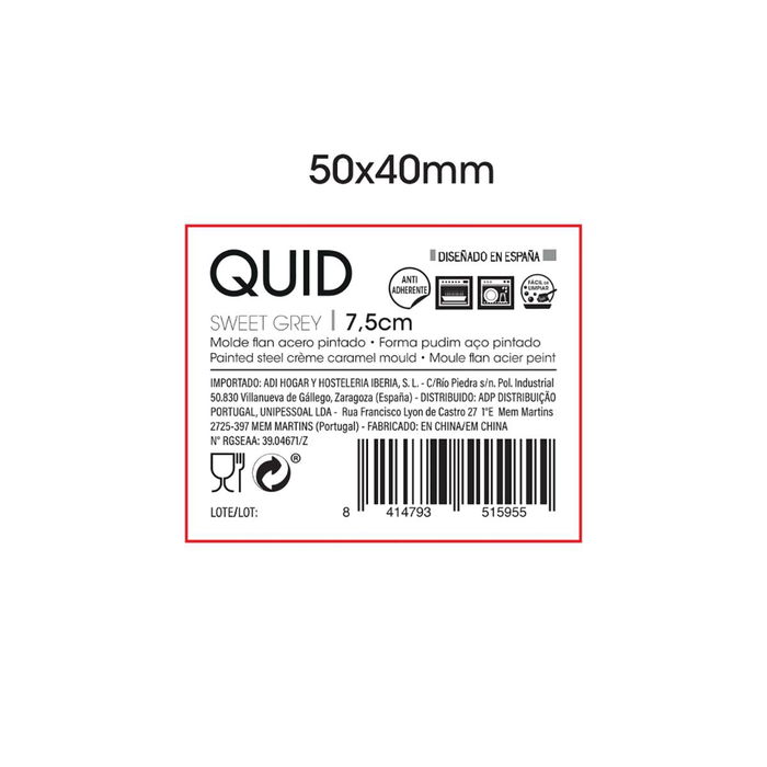 Molde Flan Acero Pintado Sweet Grey Quid 7,5 cm