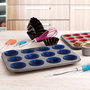 Bandeja Horno 12 Cupcakes Acero Pintado Sweet Grey Quid 36x17x3 cm