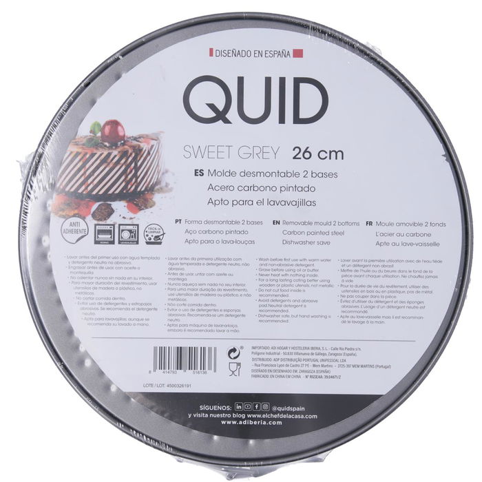 Molde Desmontable 2 Bases Acero Pintado Sweet Grey Quid 26x6,8 cm