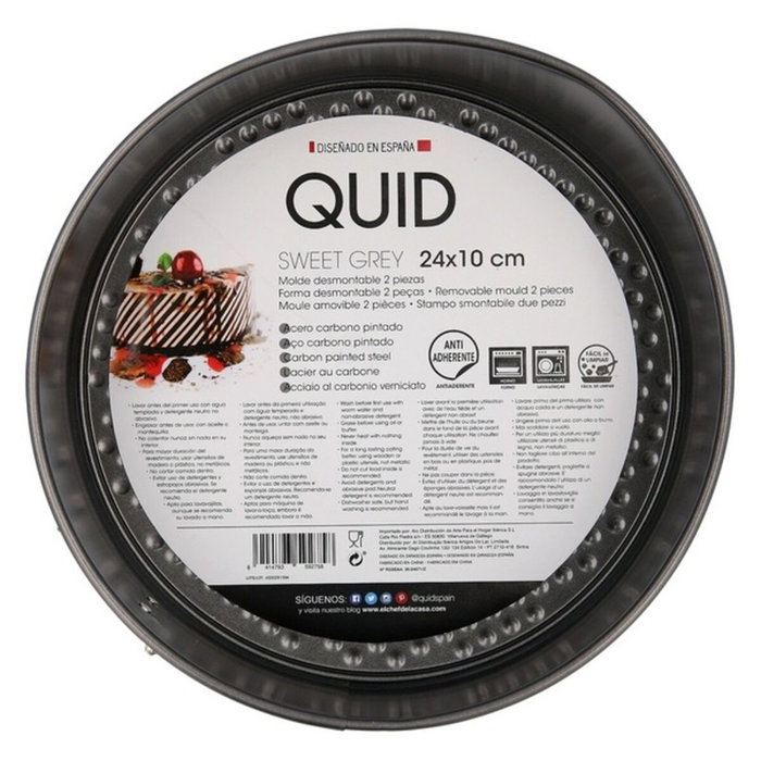 Quid Molde Desmontable Sweet Grey 24x10 cm Negro