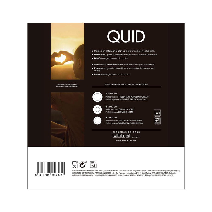 Vajilla Porcelana Montreal Quid 18 Piezas - 6 Personas