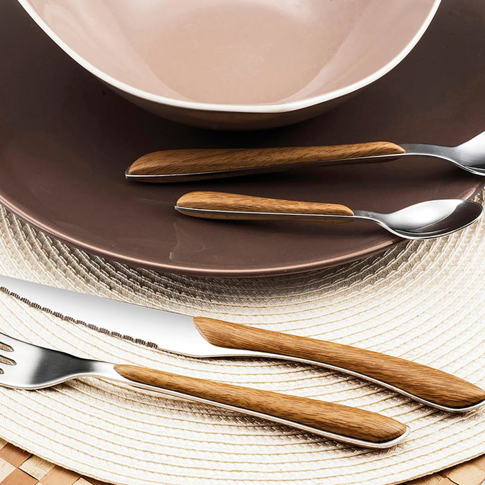 Set 24 Cubiertos Mango Madera Eclat Amefa 14-8-25 cm