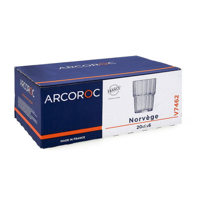 Caja 6 Vasos Bajos Vidrio Noruega Arcoroc 20 cL Caja 6 Vasos Bajos Vidrio Noruega Arcoroc 20 cL