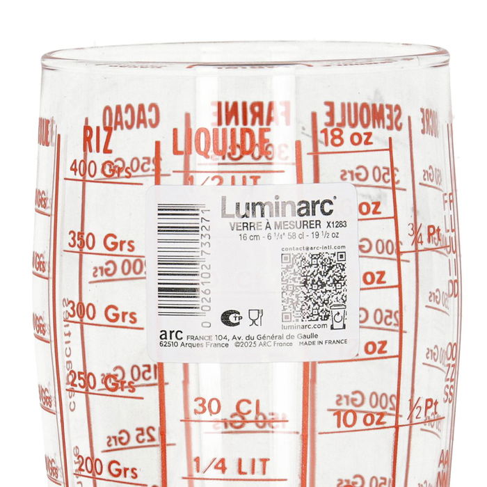 Vaso Medidor Alto Vidrio Filo Luminarc 8x8x16 cm - 59 cL