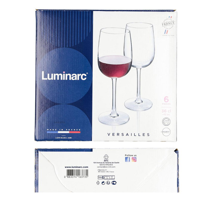 Caja 6 Copas Vino Vidrio Versailles Luminarc 36 cL