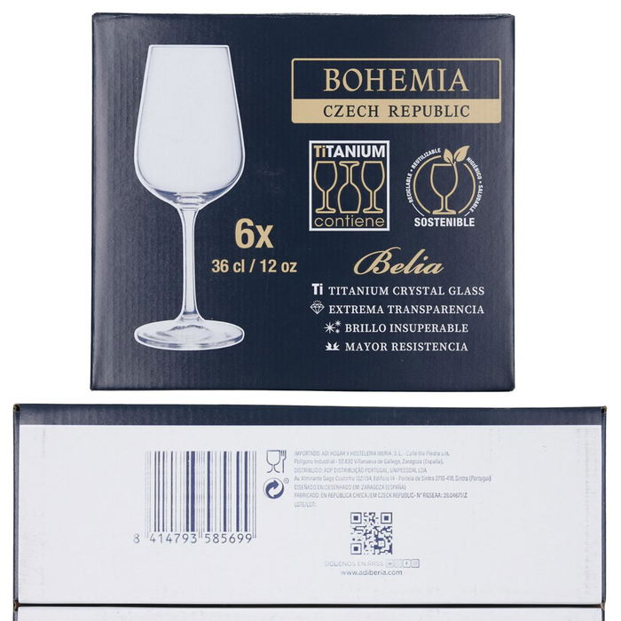 Caja 6 Copas Vino Cristalín Belia Bohemia 36 cL