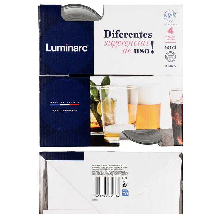 Set 4 Vasos Altos Vidrio Sidra Luminarc 50 cL Set 4 Vasos Altos Vidrio Sidra Luminarc 50 cL