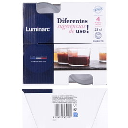 Luminarc Set de 4 Vasos Bajos Chiquito de Vidrio Transparente