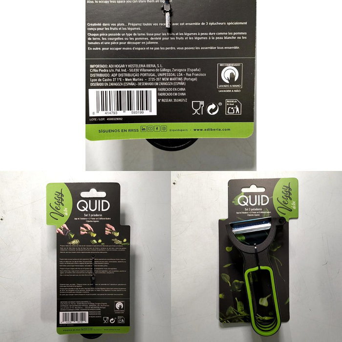 Quid Set de 3 Peladores Veggy QD Verde