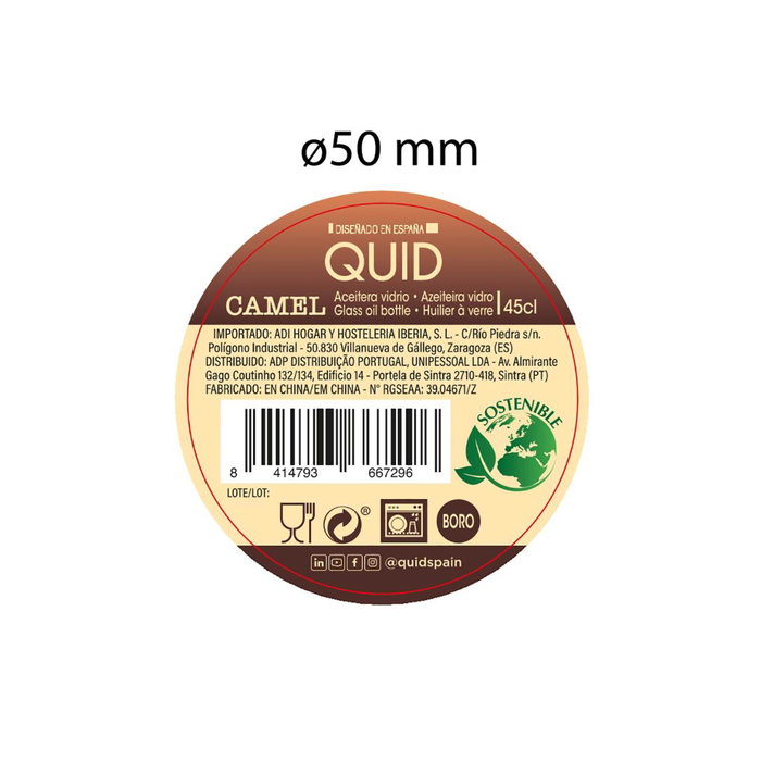 Aceitera Vidrio Camel Quid 0,45 L,9x7x24,6 cm Aceitera Vidrio Camel Quid 0,45 L,9x7x24,6 cm