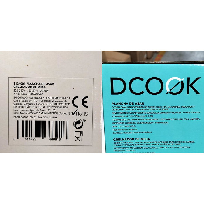 DCook GALLERY Plancha de Asar 2000W Acero DCook GALLERY Plancha de Asar 2000W Acero
