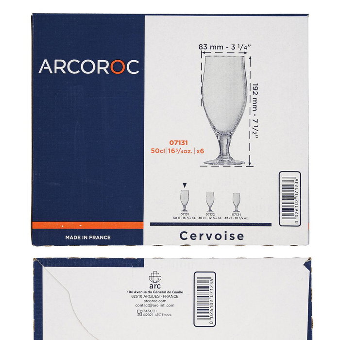 Vaso para Cerveza Arcoroc ARC 07131 Transparente Vidrio 500 ml 6 Piezas