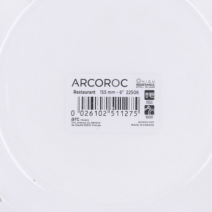 Set 6 Platos Pan Opal Restaurant Arcoroc 15,5 cL