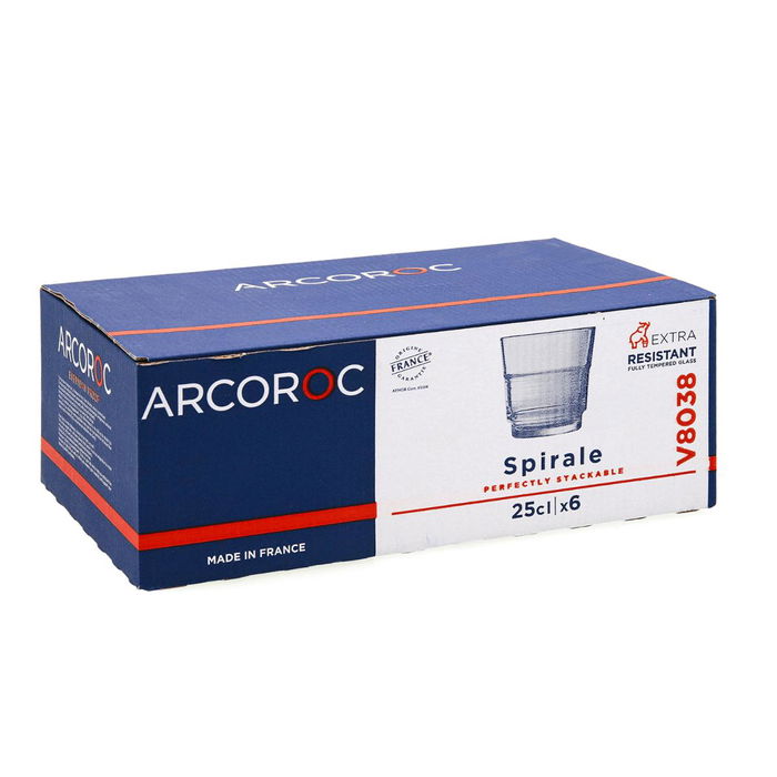 Caja 6 Vasos Bajos Vidrio Spirale Arcoroc 25 cL