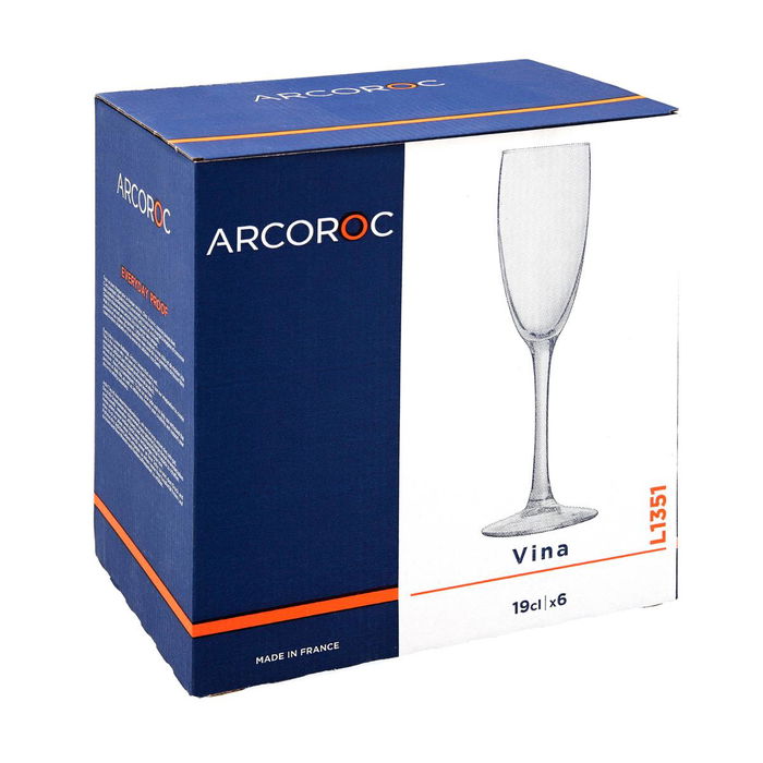 Caja 6 Copas Flauta Vidrio Vina Arcoroc 19 cL