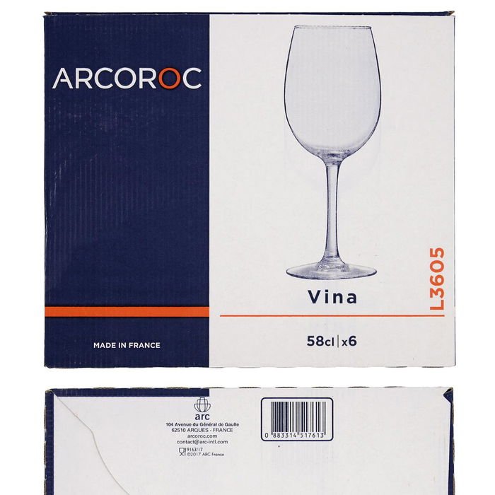 Caja 6 Copas Vino Vidrio Vina Arcoroc 58 cL