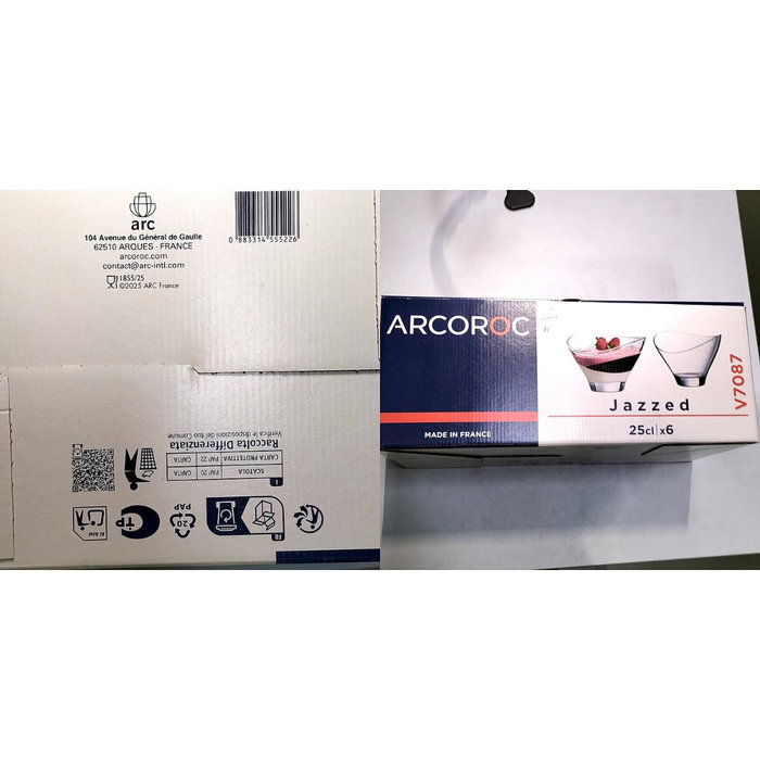 Arcoroc Caja de 6 Copas de Helado Jazzed de Vidrio 25 cL