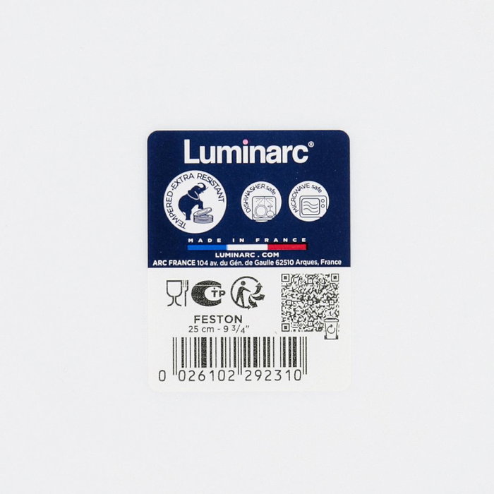 Luminarc Plato Llano Feston 25 cm Blanco