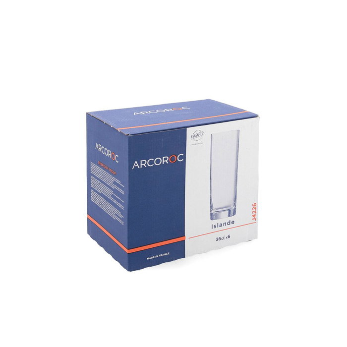 Caja 6 Vasos Altos Vidrio Islande Arcoroc 36 cL Caja 6 Vasos Altos Vidrio Islande Arcoroc 36 cL