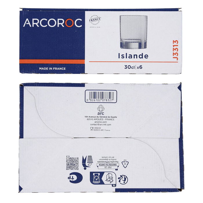 Caja 6 Vasos Bajos Vidrio Islande Arcoroc 30 cL Caja 6 Vasos Bajos Vidrio Islande Arcoroc 30 cL