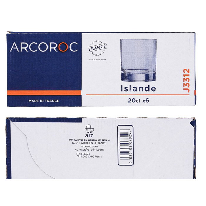 Caja 6 Vasos Bajos Vidrio Islande Arcoroc 20 cL