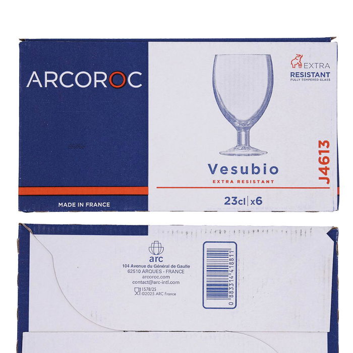 Caja 6 Copas Agua Vidrio Tensionado Vesubio Arcoroc 23 cL
