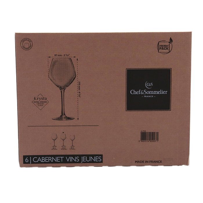 Caja 6 Copas Vino Cristalín Cabernet Vinos Jov Chef & Sommelier 47 cL