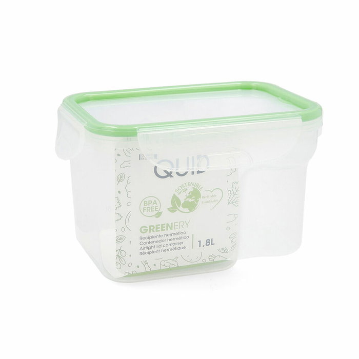 Fiambrera Hermética Quid Greenery 1,8 L Transparente Plástico (Pack 4x)