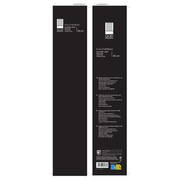 Cuchillo Chef Acero Inoxidable Inox Chef Black Quid Professional 25 cm (6 Unidades)