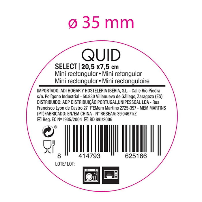 Mini Rectangular Porcelana Select Quid 20,5x7,5 cm (6 Unidades)