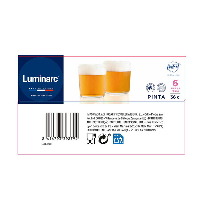 Luminarc Vaso Alto Vidrio Pinta 36 cL (6 Unidades)