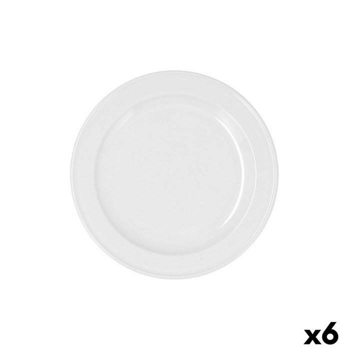 Bidasoa Plato de Postre Glacial Ala Estrch 20 cm (6 Unidades) de Porcelana Blanca