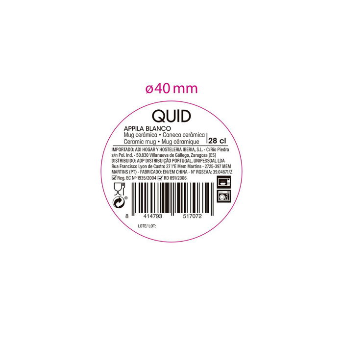 Mug Cerámico Appila Quid 28 cL (12 Unidades) Mug Cerámico Appila Quid 28 cL (12 Unidades)