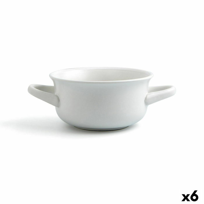 Quid Bol Cerámico B&W Blanco 14x8 cm - 60 cL (6 Unidades) extra